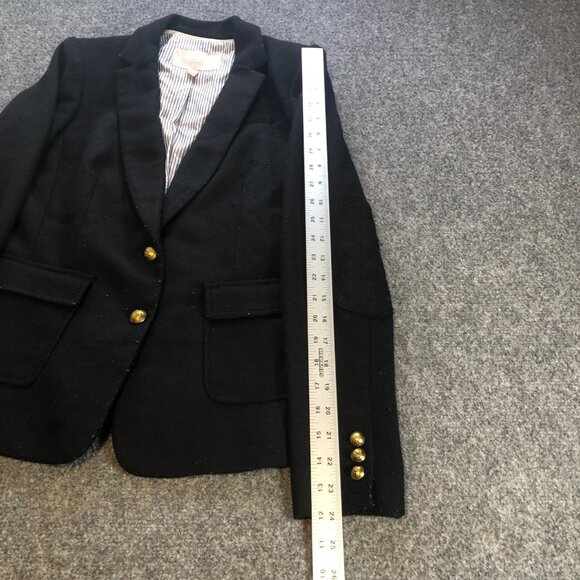 Banana Republic Equestrian Jacket Womens 2 Black Elbow Patches Wool Blend - Picture 5 of 12